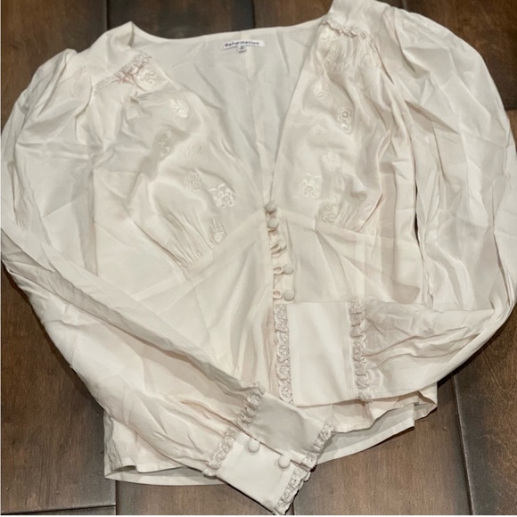 REFORMATION Lawrence Organic Cotton Blouse size 8 - Picture 9 of 14